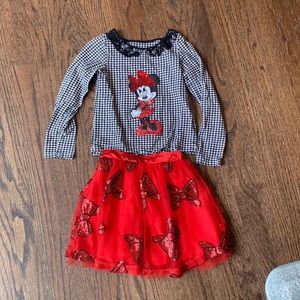 Disney Minnie Mouse skirt and shirt 4t